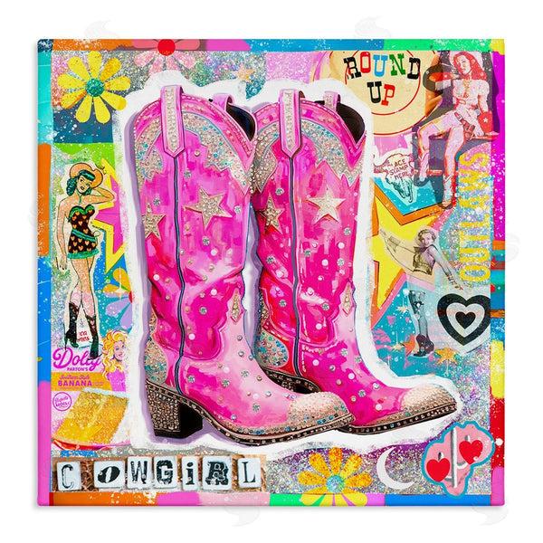 stupell industries Jess Stempel | Groovy Vintage Cowgirl Collage Wall Art
