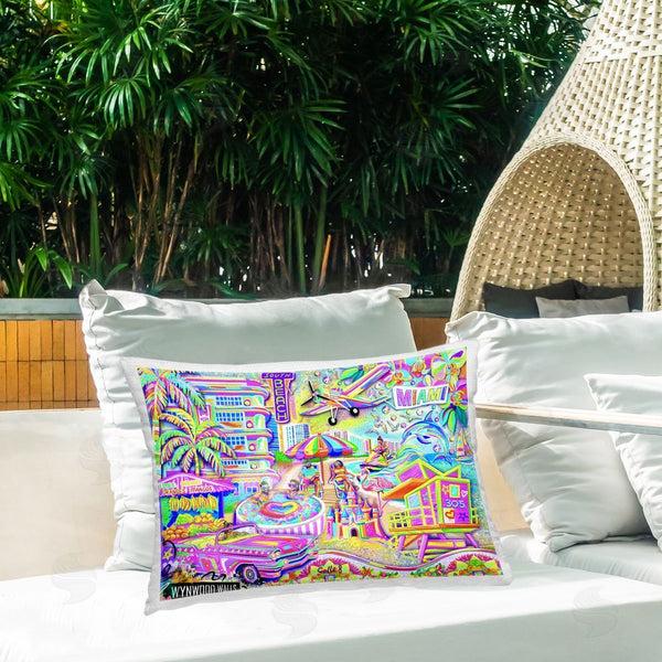 Stupell Industries Jess Stempel | Miami Fun Collage Printed Throw Pillow