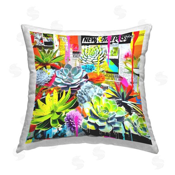 stupell industries Jess Stempel | Urban Graffiti Succulents Printed Throw Pillow