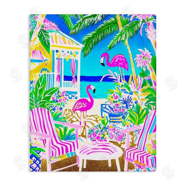 stupell industries Jess Stempel | Vivid Flamingos on Tropical Beach