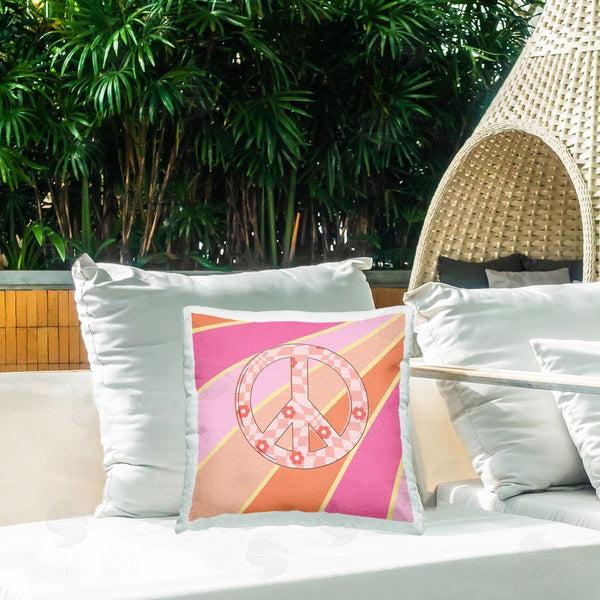 Stupell Industries Jesse Keith | Beaming Floral Peace Symbol Printed Throw Pillow