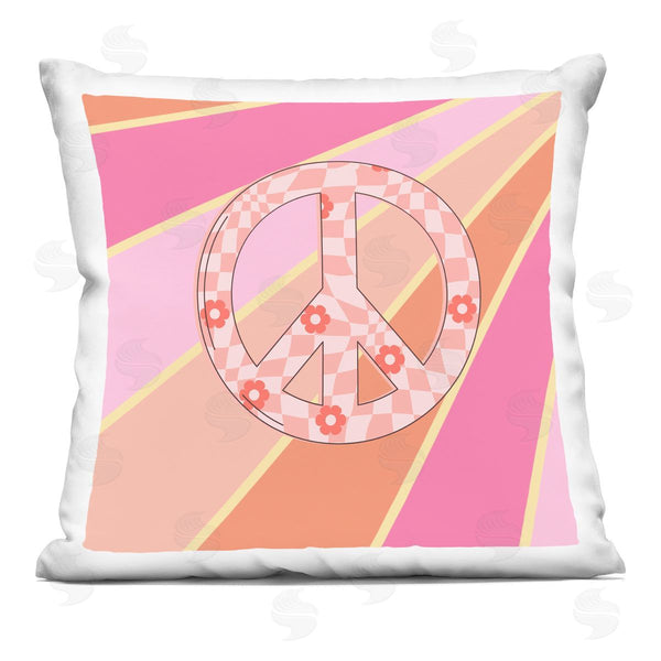stupell industries Jesse Keith | Beaming Floral Peace Symbol Printed Throw Pillow