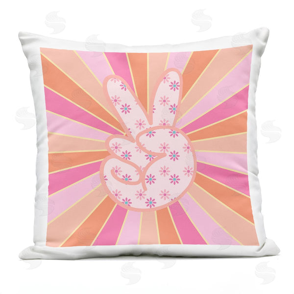 Stupell Industries Jesse Keith | Beaming Peace Sign Hand Printed Throw Pillow