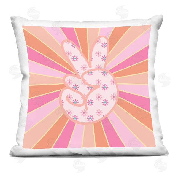 stupell industries Jesse Keith | Beaming Peace Sign Hand Printed Throw Pillow