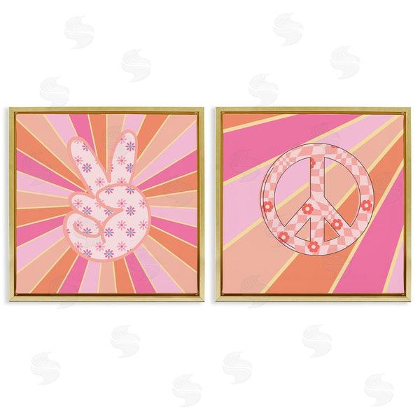 Stupell Industries Jesse Keith | Groovy Peace Symbols On Stripes