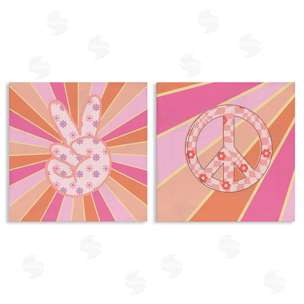 stupell industries Jesse Keith | Groovy Peace Symbols on Stripes