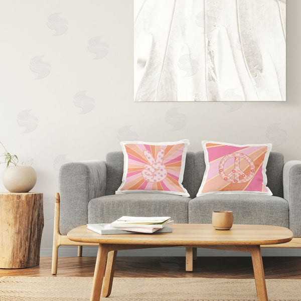 Stupell Industries Jesse Keith | Groovy Peace Symbols Printed Throw Pillow Set