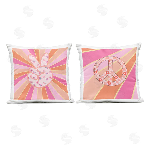 Stupell Industries Jesse Keith | Groovy Peace Symbols Printed Throw Pillow Set