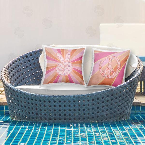 Stupell Industries Jesse Keith | Groovy Peace Symbols Printed Throw Pillow Set