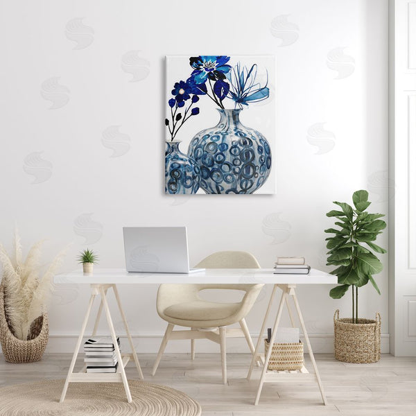 Stupell Industries Jesse Keith | Modern Blue Floral Ornate Vase Wall Art
