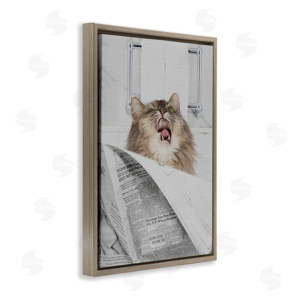 Stupell Industries Jesse Keith | Reading Cat Bathroom Humor