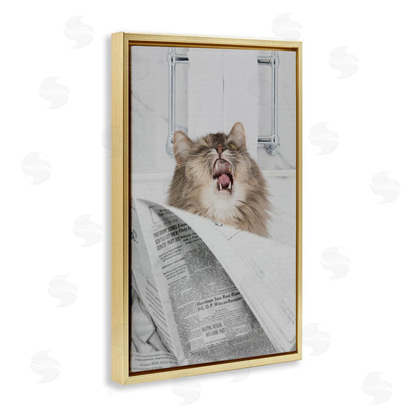 Stupell Industries Jesse Keith | Reading Cat Bathroom Humor