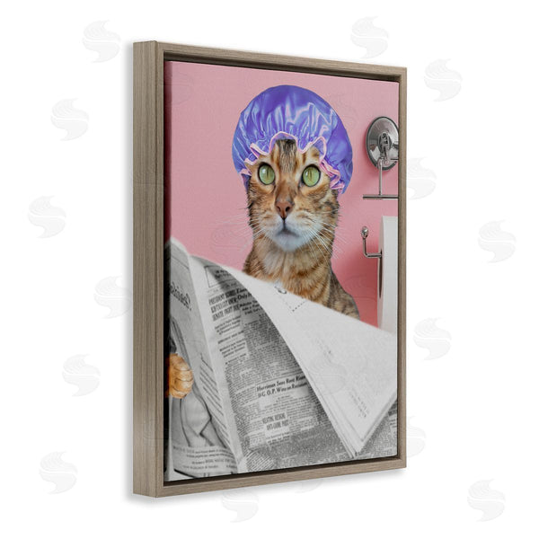 Stupell Industries Jesse Keith | Showercap Cat Bathroom Humor