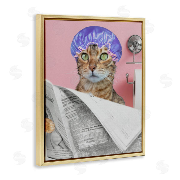 Stupell Industries Jesse Keith | Showercap Cat Bathroom Humor