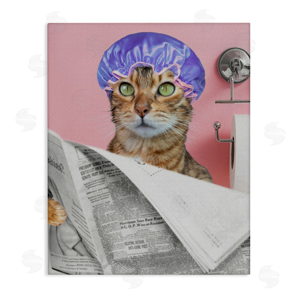 stupell industries Jesse Keith | Showercap Cat Bathroom Humor