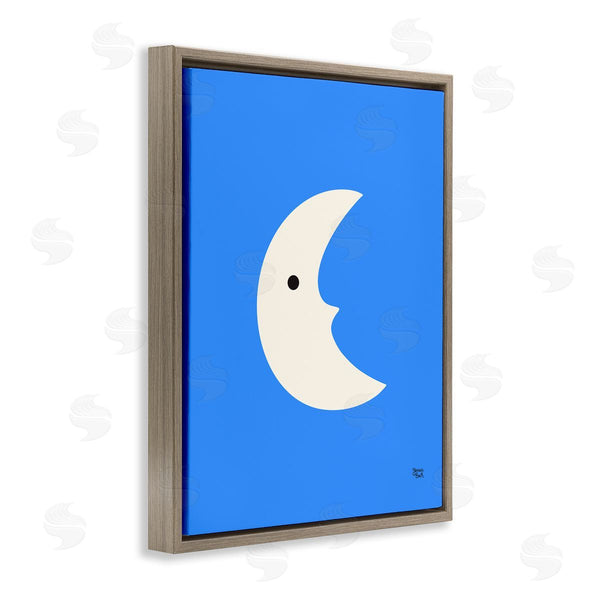 Stupell Industries Jessica Beck | Blue Crescent Moon Face