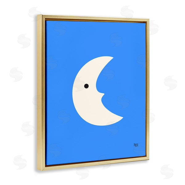 Stupell Industries Jessica Beck | Blue Crescent Moon Face