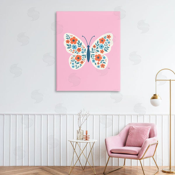 Stupell Industries Jessica Beck | Boho Pink Floral Butterfly Wall Art