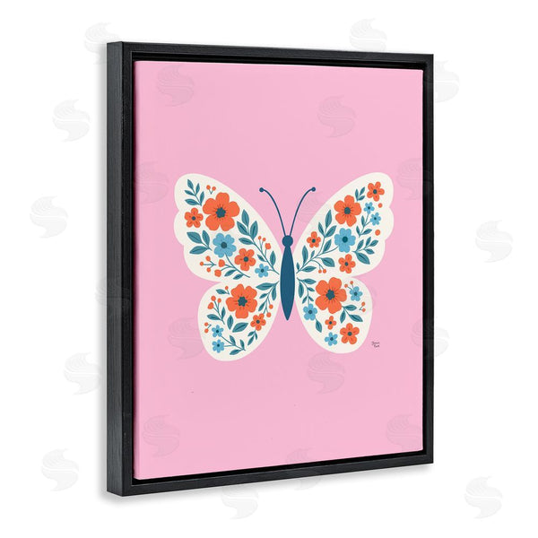 Stupell Industries Jessica Beck | Boho Pink Floral Butterfly Wall Art
