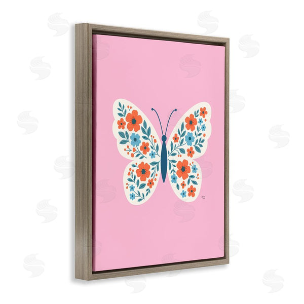 Stupell Industries Jessica Beck | Boho Pink Floral Butterfly Wall Art