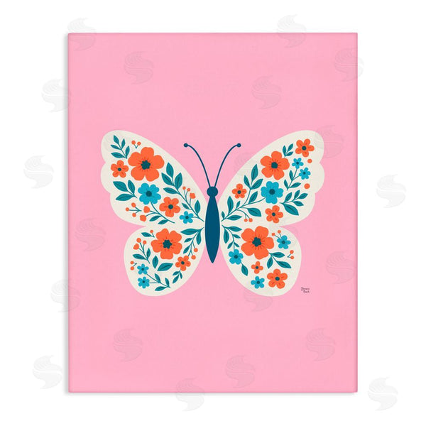 stupell industries Jessica Beck | Boho Pink Floral Butterfly Wall Art