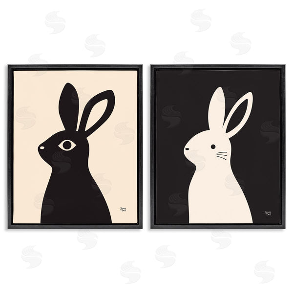 Stupell Industries Jessica Beck | Cream & Black Rabbits