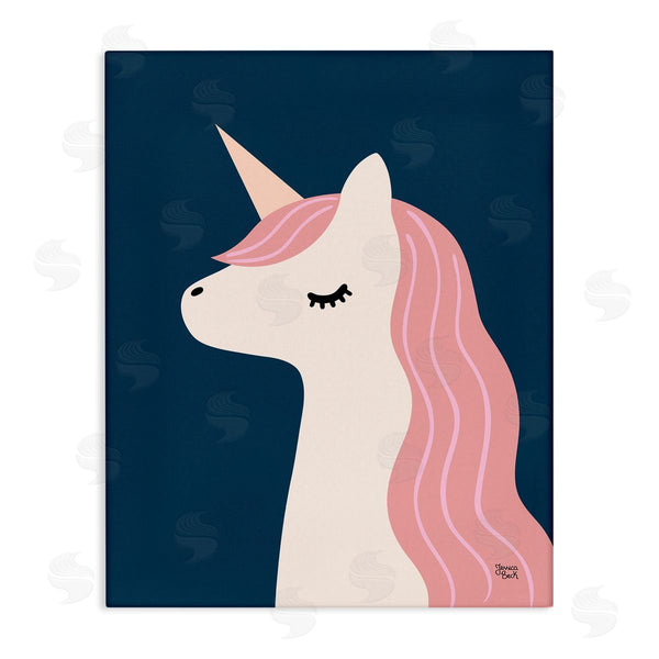 stupell industries Jessica Beck | Relaxed Unicorn on Blue