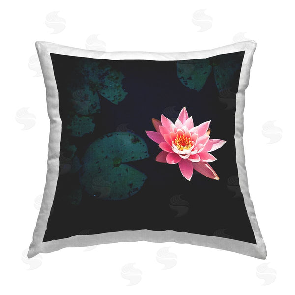 stupell industries Jessica Manelis | Pink Lotus Pond Lily Floating Printed Throw Pillow