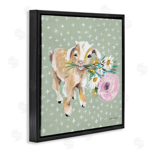 Stupell Industries Jessica Mingo | Attentive Buckling Goat Offering Flowers Studded Backdrop Wall Art