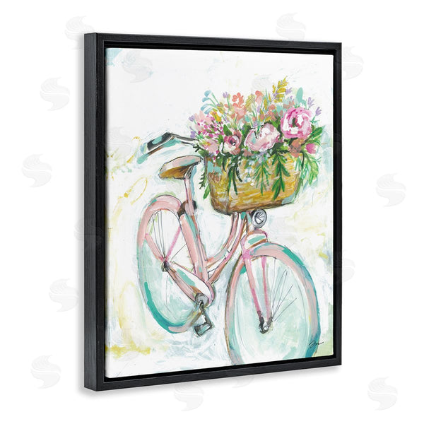 Stupell Industries Jessica Mingo | Parisian Retro Bike Spring Flower Basket Painting Wall Art