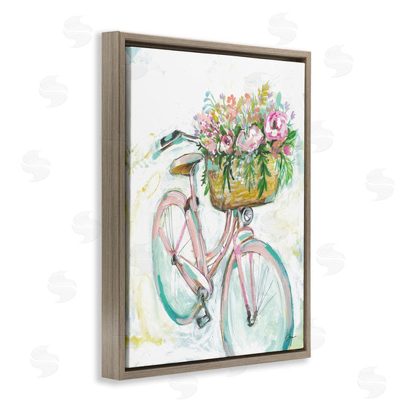 Stupell Industries Jessica Mingo | Parisian Retro Bike Spring Flower Basket Painting Wall Art
