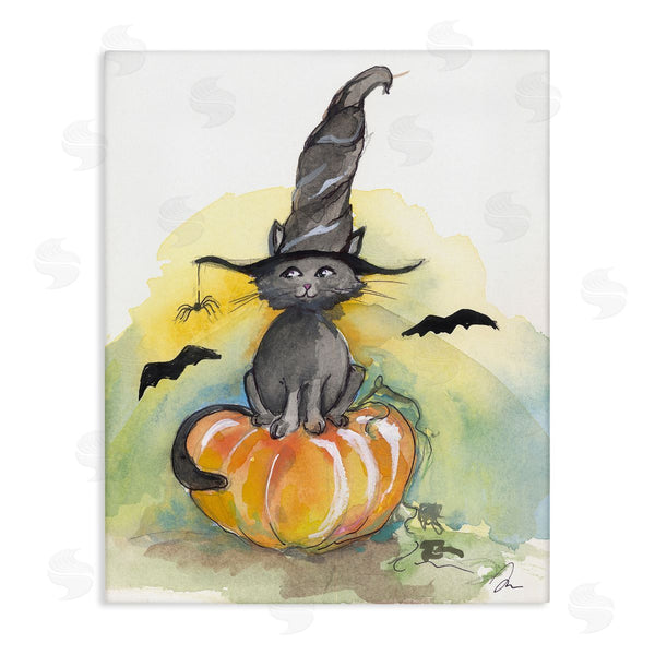 stupell industries Jessica Mingo | Witch Cat on Pumpkin Wall Art