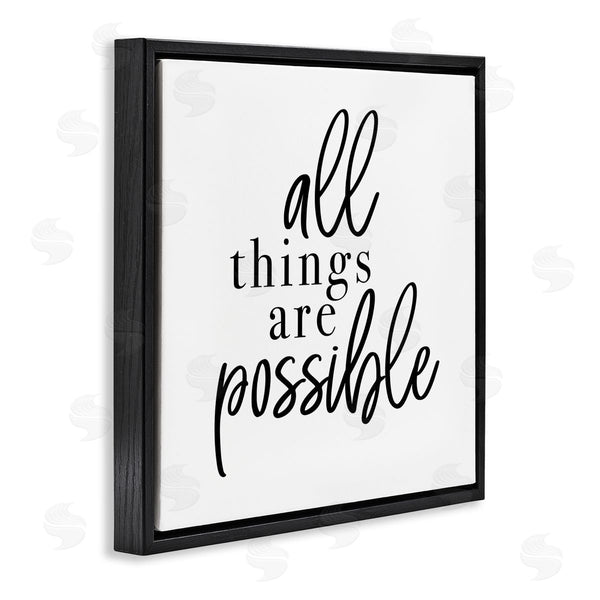 Stupell Industries Jessica Mundo | All Things Are Possible Motivational Phrase Minimal Typography Wall Art
