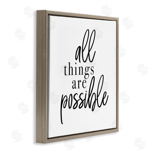 Stupell Industries Jessica Mundo | All Things Are Possible Motivational Phrase Minimal Typography Wall Art