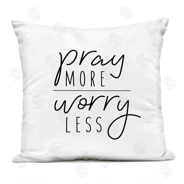 Stupell Industries Jessica Mundo | Pray More Worry Less Sentiment Minimal Text Printed Throw Pillow