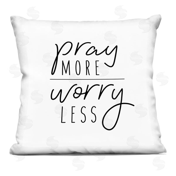 stupell industries Jessica Mundo | Pray More Worry Less Sentiment Minimal Text Printed Throw Pillow