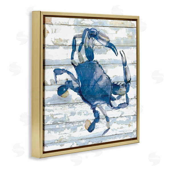 Stupell Industries Jessie Perry | Blue Crab On Distressed Wall Art