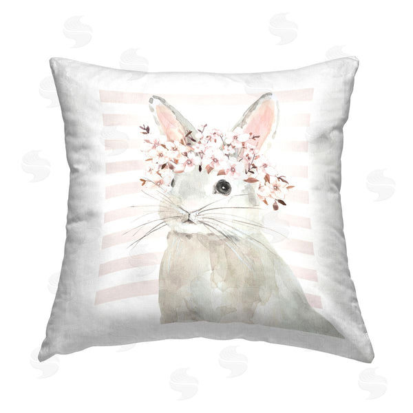 stupell industries Jessie Perry | Cherry Blossom Bunny Printed Throw Pillow