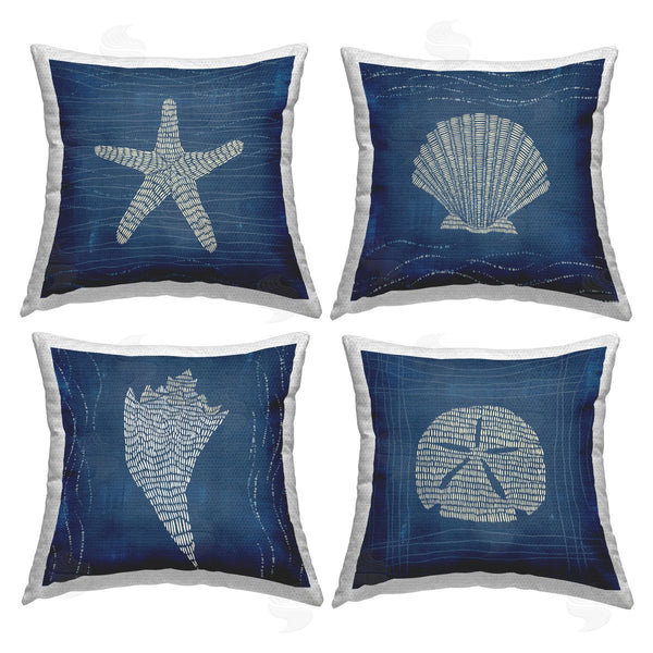 Stupell Industries Jetty Home LLC | Blue Wave Pattern Shells Printed Throw Pillow Set