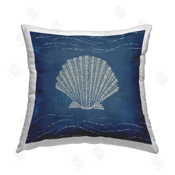 Stupell Industries Jetty Home LLC | Clam Shell On Blue Printed Throw Pillow