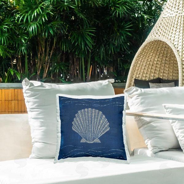 Stupell Industries Jetty Home LLC | Clam Shell On Blue Printed Throw Pillow