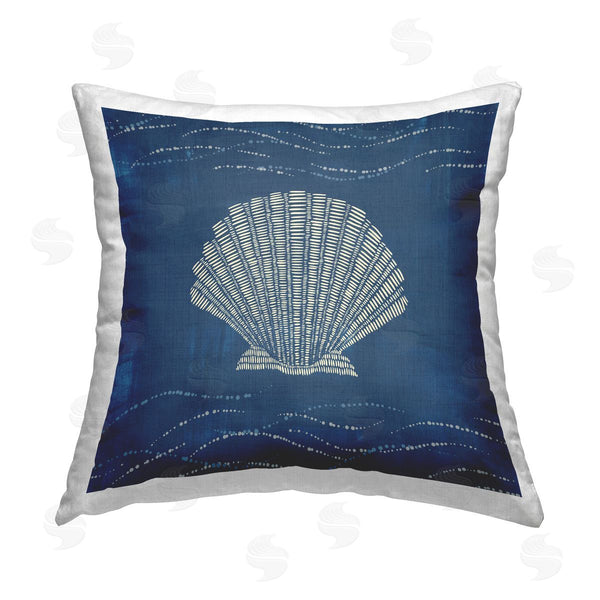 stupell industries Jetty Home LLC | Clam Shell on Blue Printed Throw Pillow