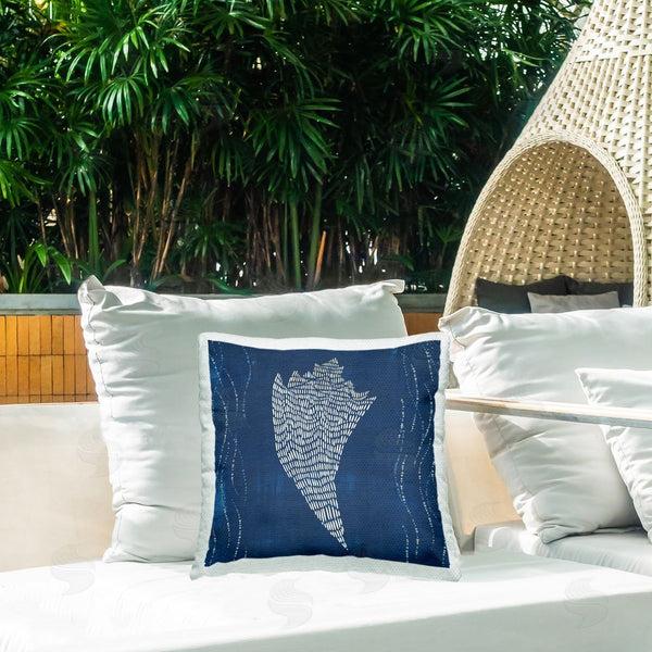 Stupell Industries Jetty Home LLC | Conch Shell On Blue Printed Throw Pillow