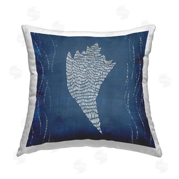 stupell industries Jetty Home LLC | Conch Shell on Blue Printed Throw Pillow