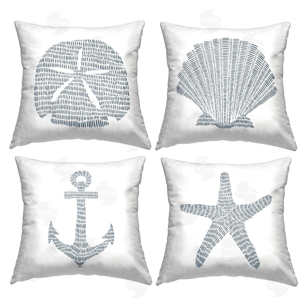 stupell industries Jetty Home LLC | Marine Shells on White Printed Throw Pillow Set