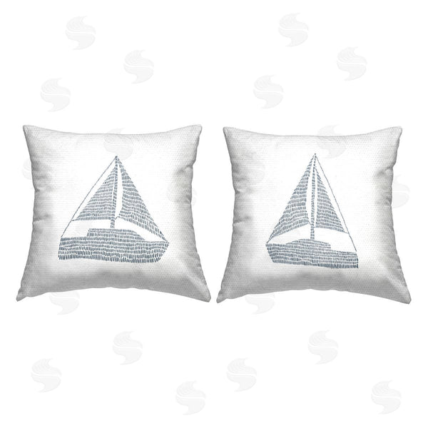 Stupell Industries Jetty Home LLC | Minimal Sailboats On White Printed Throw Pillow Set