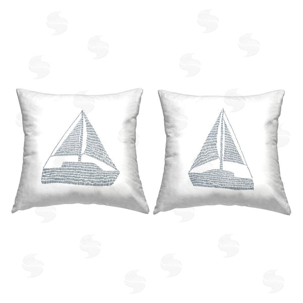 stupell industries Jetty Home LLC | Minimal Sailboats on White Printed Throw Pillow Set