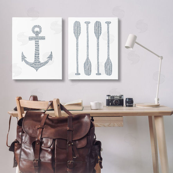 Stupell Industries Jetty Home LLC | Simple Lines Nautical Anchor Oars Wall Art