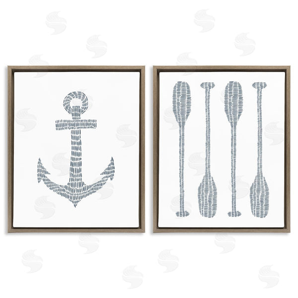 Stupell Industries Jetty Home LLC | Simple Lines Nautical Anchor Oars Wall Art