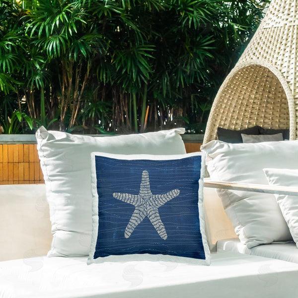 Stupell Industries Jetty Home LLC | Starfish On Blue Printed Throw Pillow